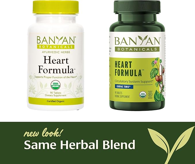 Banyan Botanicals Heart Formula – Organic Herbal Heart Health Supplement with Hawthorn Berry and Guduchi – Supports Proper Function of The Heart* – 90 Tablets – Non-GMO Sustainably Sourced Vegan