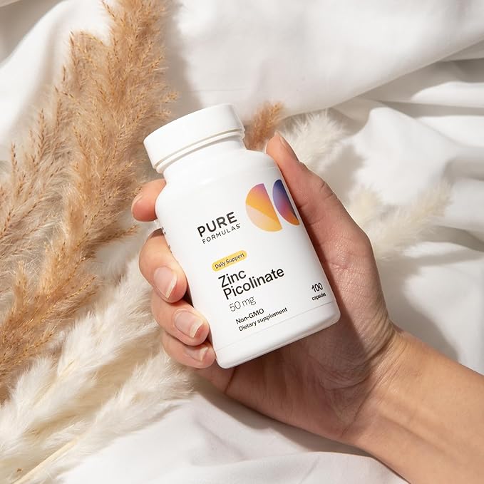 PureFormulas Zinc Picolinate 50 mg - Immunity & Hormone Support - Bioavailable 50 mg Zinc Supplement 100 Capsules