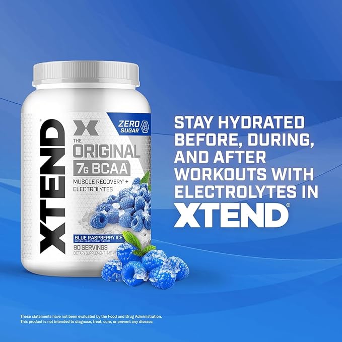 XTEND Original BCAA Powder 7g BCAA and 2.5g L-Glutamine, Sugar Free Post Workout Muscle Recovery Drink with Amino Acids for Men & Women, 90 Servings