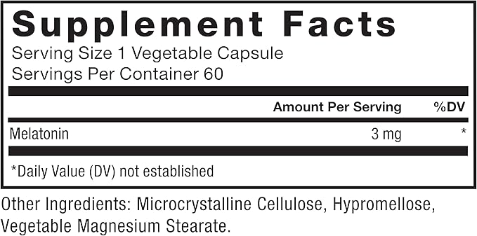 FORCE FACTOR Melatonin 3mg, Drug-Free Supplement, Vegan, Non-GMO, 60 Vegetable Capsules