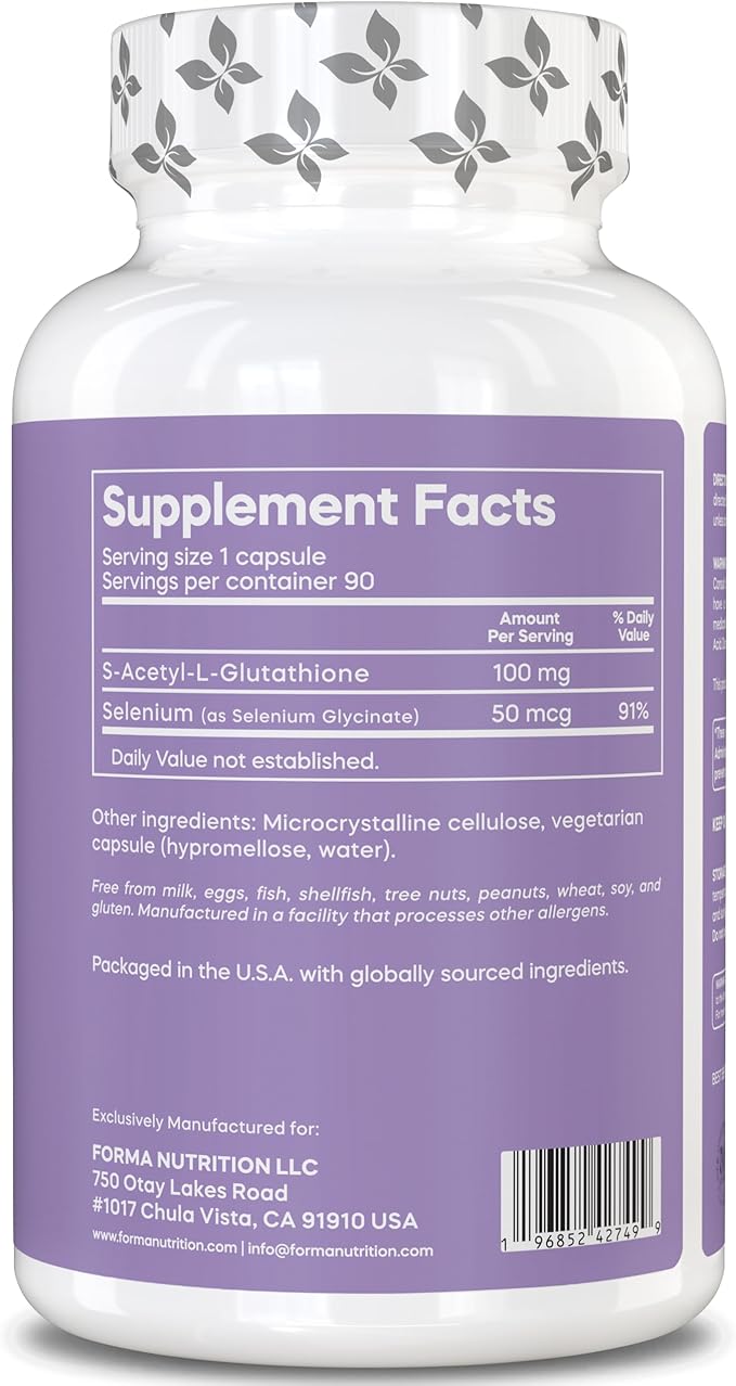 Advanced L-Glutathione Complex 100 mg S‑Acetyl‑L‑Glutathione Plus 50 mcg Selenium – Antioxidant, Detox, Liver & Immune Support – 90 Vegan Capsules, Non‑GMO, Gluten Free