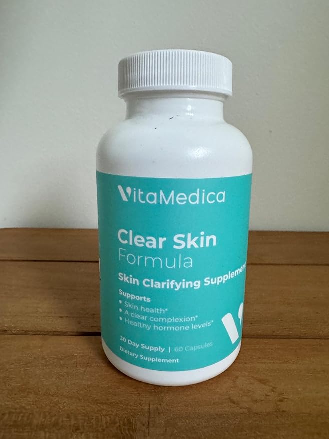 VitaMedica Clear Skin Vitamin Formula | Noncystic Acne Supplement for Skin Clearing | Breakout Treatment for Women and Men | Vitamins A, C, E, Selenium, Chromium, and Zinc for Skin Health | 2 Pack
