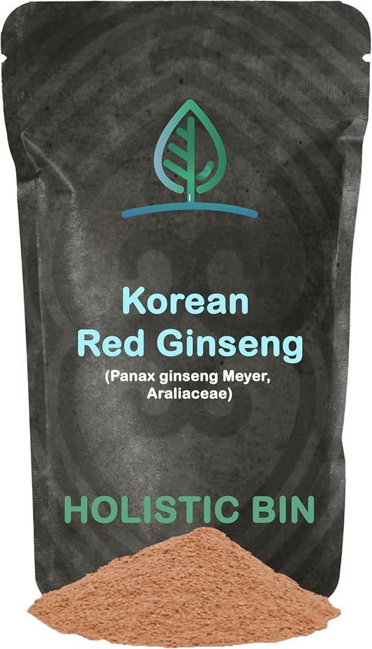 Holistic Bin Korean Red Ginseng Powder Pure Panax Ginseng Supplement | Vegan, Gluten Free, Non GMO, No Fillers | Rich in Ginsenosides (50g)