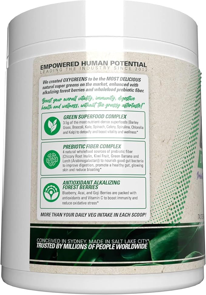 EHP Labs OxyGreens Super Greens Powder - Daily Greens Spirulina, Greens Superfood Powder & Greens Supplements Powder, Supergreens Antioxidants & Immunity Support, 30 Serves (Forest Berries)