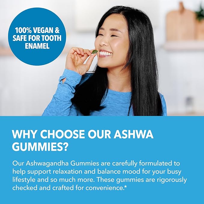 Ashwagandha Gummies for Stress & Mood Support - Vegan, Non-GMO Supplement for Calm & Relaxation - Withania Somnifera for Enhanced Sleep Quality & Emotional Balance - 1-Month Supply, Strawberry Flavor