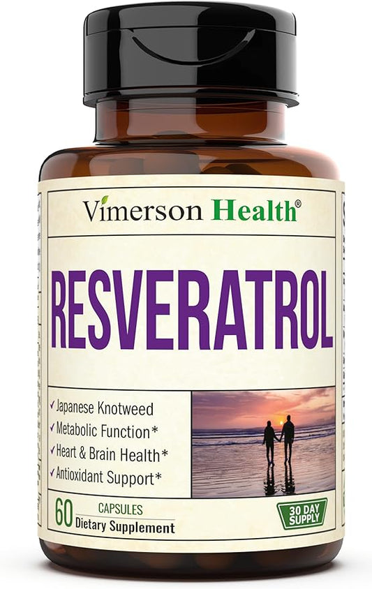 Japanese Knotweed Capsules - Resveratrol Supplement with 1000mg Japanese Knotweed, Green Tea Extract, Quercetin, Grape Extract. Potent Antioxidant for Healthy Aging & Cardiovascular Support. 60 Caps