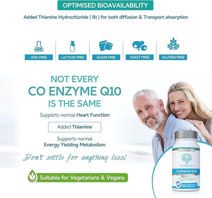 Co Enzyme Q10 CoQ10 300mg 60 Capsules - Superior Naturally Fermented Trans Form