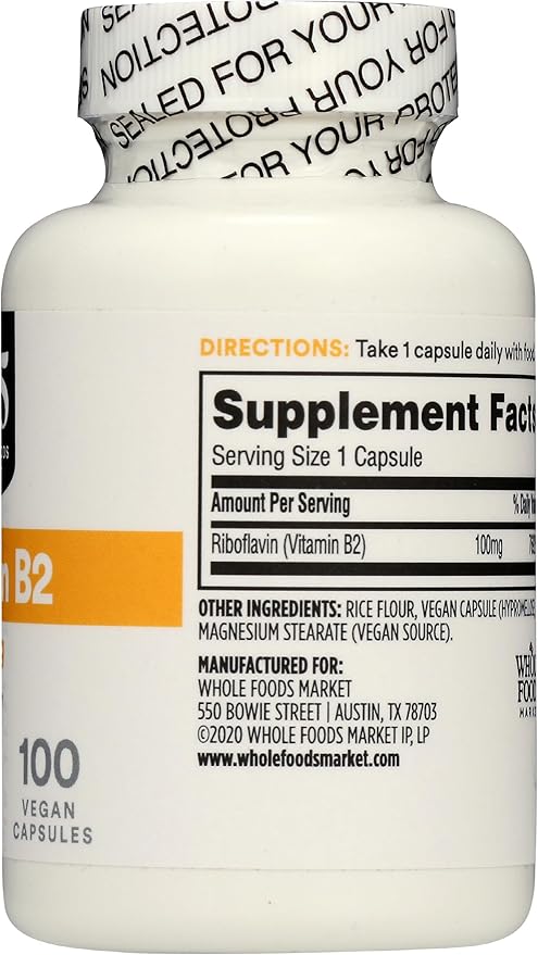 365 by Whole Foods Market, Vitamin B2, 100mg, 100 Vegetable Capsules