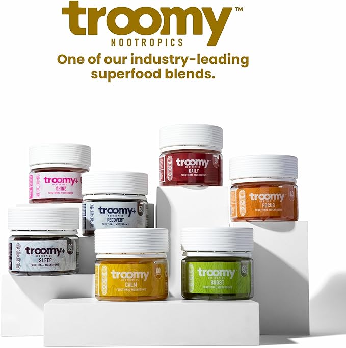 Troomy Reishi Calm Gummies Natural Pineapple Peach Flavor, Gelatin-Free, Gluten-Free, and Vegetarian - 30 Count