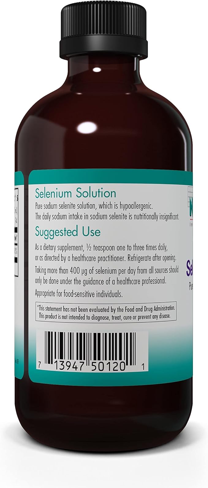 Nutricology Selenium Solution - Well-Absorbed Selenium Liquid, Pure Sodium Selenite, Thyroid Support, Antioxidants, 100 mcg Supplement, Hypoallergenic - 8 Fl Oz