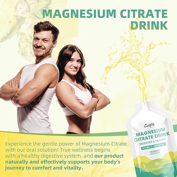 Magnesium Citrate Drink Supplement,Magnesium Drink/Oral Solution with Bromelain,Vitamin,Zinc and Sodium for Zzz and Gut Support