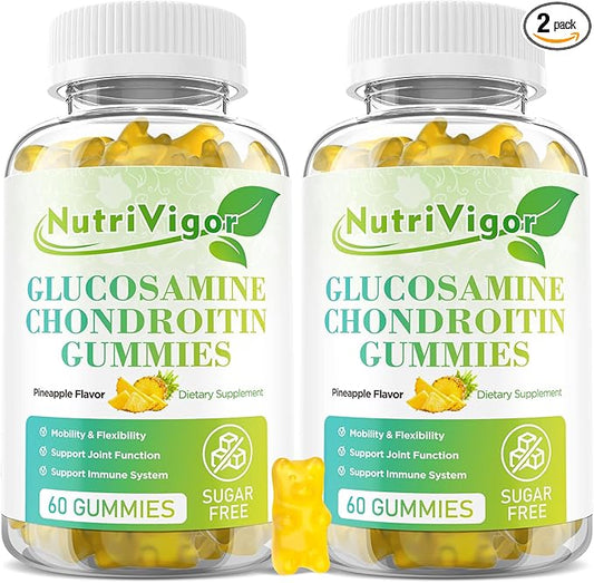 Glucosamine Chondroitin Gummies, Extra Strength Joint Support Supplement with MSM & Elderberry, Joint Support Supplement for Adults, Men & Women, Pineapple Flavor, 120 Count