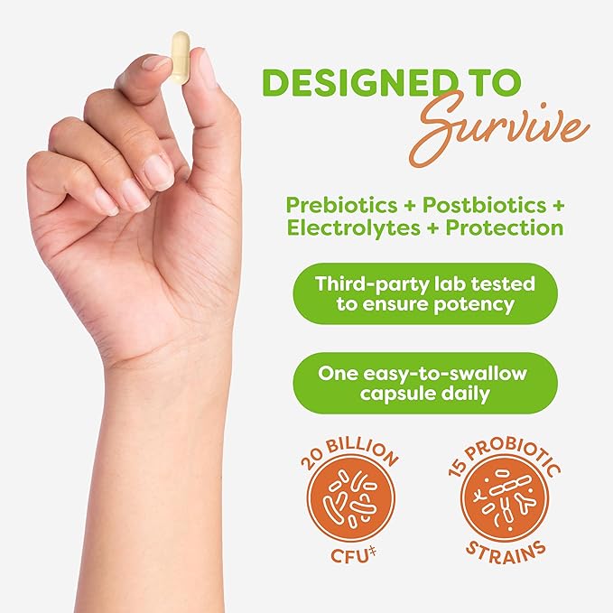 Probulin Total Care Probiotic Supplement, Daily Gut, Digestive, and Immune Health Probiotics Capsules for Men and Women, 20 Billion CFU, Vegan, 30 Count Bottle