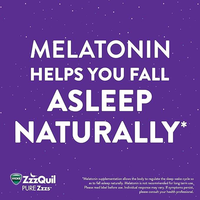 ZzzQuil Pure Zzzs, Melatonin Sleep Aid Gummies with Lavender, Valerian Root and Chamomile, Natural Wildberry Vanilla Flavor, Non-Habit Forming, Drug-Free, 24 Gummies (Pack of 4)