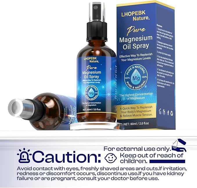 Magnesium Oil Spray: 2 Fl Oz Pure Magnesium Oil Spray for Feet Replenish Magnesium Easy to Absorb Suitable for All Skin Types
