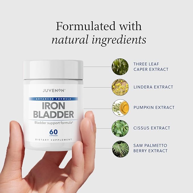 Juvenon Iron Bladder - Herbal Supplement for Healthy Bladder Function - Incontinence Support with Pumpkin Seed Extract, Soy Germ Extract, Saw Palmetto