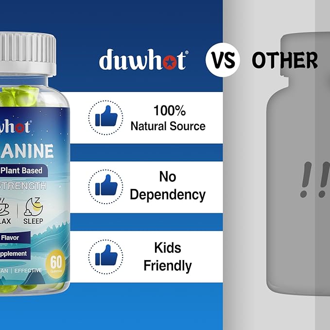l theanine Gummy, l-theanine 400mg Supplement for Adults & Kids, Organic l'theanine Chewable for Stress Relief, Focus and Relaxation, Vegan, 60 Gummies