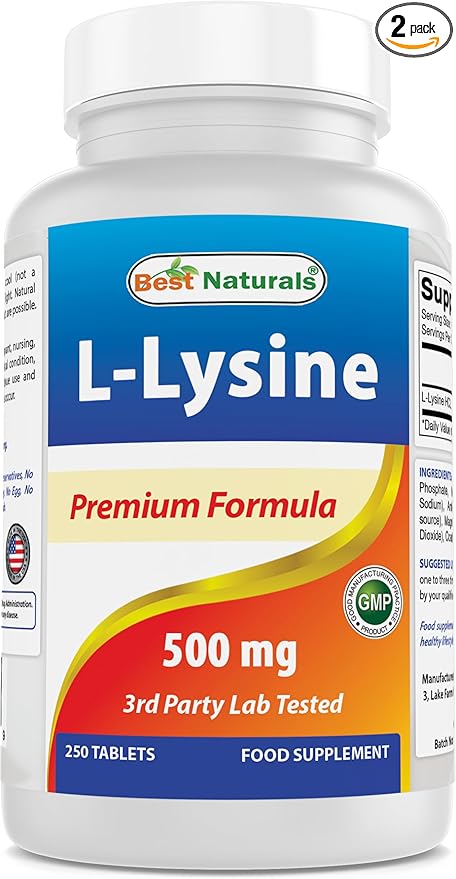 Best Naturals L-Lysine 500 mg 250 Tablets (250 Count (Pack of 2))