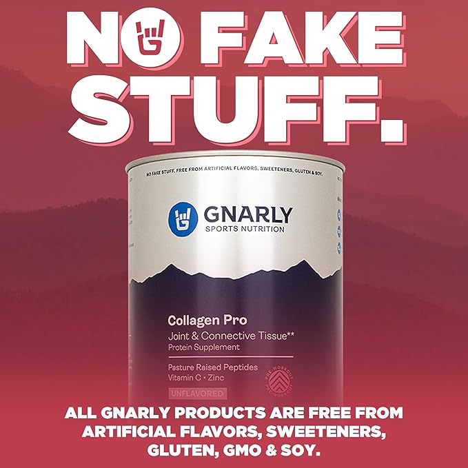 Gnarly Nutrition Collagen Peptides – Gnarly Collagen Pro with Vitamin C, Zinc & Copper – NSF Sport Certified, Protein Synthesis Vitamin Powder – Unflavored, 16.05 oz (30 Servings)