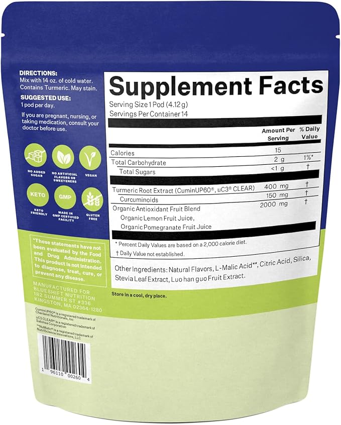 Turmeric Citrus Medley - Turmeric Powder Packets for Water, Turmeric Curcumin Supplement, No Sugar Drink Mix for Natural Recovery Support - Citrus Flavor, Powder Pods (14 Pack)