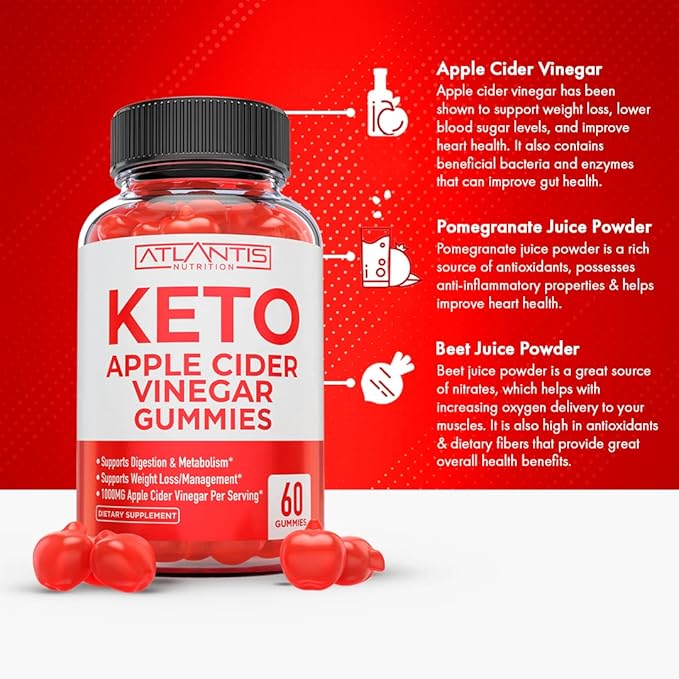 Atlantis Nutrition Keto Apple Cider Vinegar 60 Gummies + Testosterone Booster 2-Pack (120 Gummies)