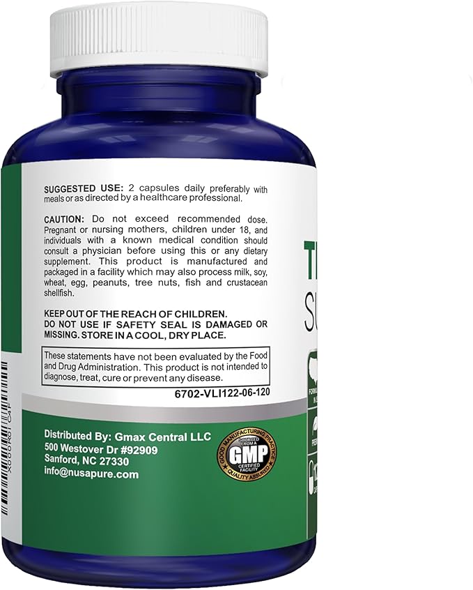 NusaPure Thyroid Support Supplement (Non-GMO) 120 caps, Ashwaganda, Iodine, Zinc, kelp, Vitamin B12, L-Tyrosine, Selenium, Copper