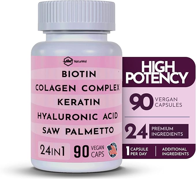 Collagen 1000mg Rhodiola Rosea 2500mg Biotin 10,000mcg, Hyaluronic Acid, DHT Blocker, Vitamin C & E, Folic Acid, Aloe Vera, Quercetin, Green Tea, Keratin, MSM - 90 Count (90 Count (Pack of 1))