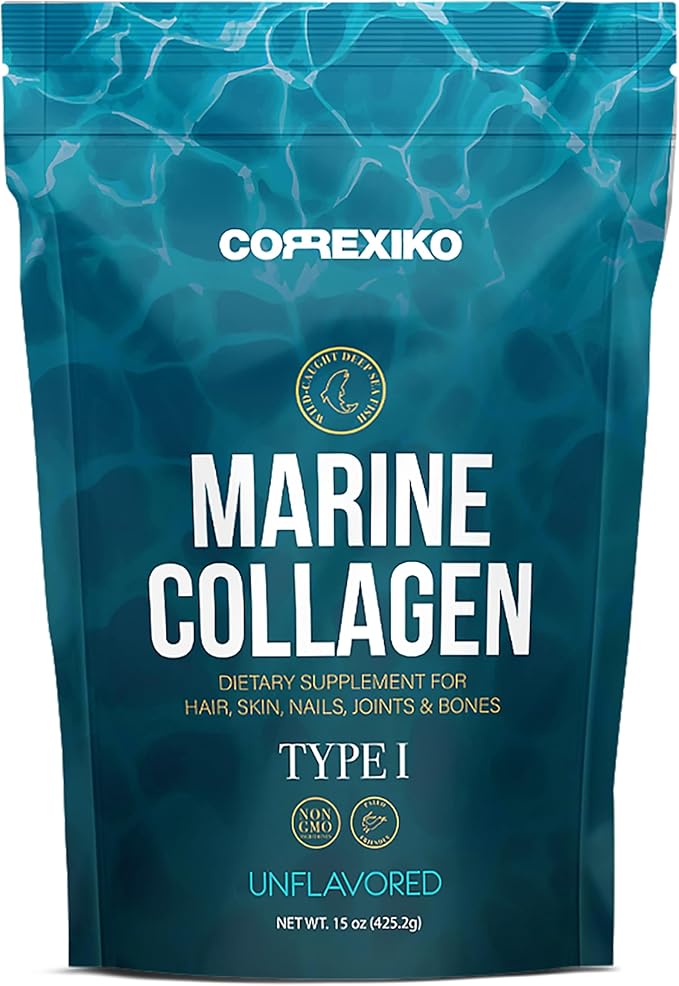 CORREXIKO Marine Collagen Powder Supplement Unflavored - 10,000mg Double Hydrolyzed Collagen Peptides per Serving - Formulated for Maximum Absorption - Hair, Skin & Nails - 15oz, 42 Servings