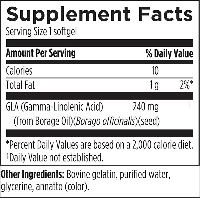 Designs for Health GLA Softgels - Borage Oil Pills, 240mg Gamma Linolenic Acid from Borage Seed - Non-GMO Supplement, May Promote Healthy Skin + Hormonal Balance for Women (60 Softgels)