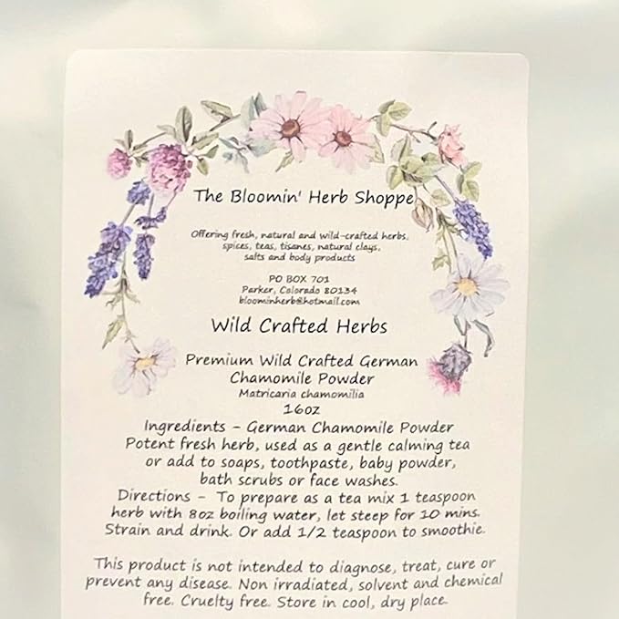 Wildcrafted German Chamomile Flowers Dried Powder 16oz Tea The Bloomin Herb Shoppe