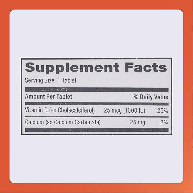 Rugby Vitamin D3, 25 mcg (1,000 IU) - Dietary Supplement - 100 Tablets