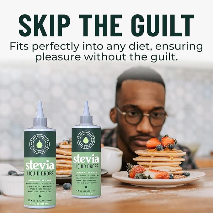 Natrisweet Liquid Stevia Drops 4oz 2pack, Pure Sweetener from Stevia Extract, Plant-Based Sugar Substitute, Zero Calorie Keto Sweetner, Mix Sugar into Drinks and Treats, Non-GMO