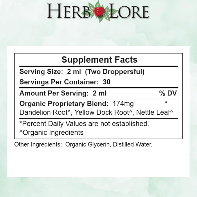 Herb Lore Iron Tonic - Organic Liquid Iron Drops Supplement for Kids & Women - Baby, Infant & Toddler Friendly - Plant Based, Vegan, Gentle, Non Constipating Herbal Tincture (2 fl oz)