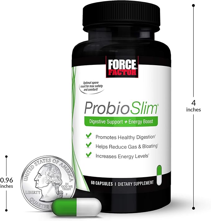 Force Factor ProbioSlim Probiotic Supplement for Women and Men with Probiotics and Green Tea Extract, Reduce Gas, Bloating, Constipation, Support Digestive and Gut Health, 120 Capsules (2-Pack)