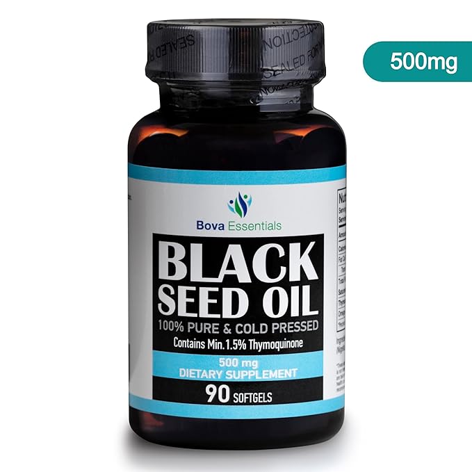 HalalEveryDay Organic Black Seed Oil - USDA Certified Cold Pressed Glass Bottle Over 1.5% Thymoquinone 3X Strength Turkish Black Cumin Nigella Sativa Non-GMO 100% Pure Blackseed Oil (Capsules)