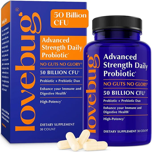 Lovebug Award Winning Maximum Strength | Rebuild & Restore Immune and Digestive Microbiome | 10 Clinically Studied Strains for Constipation, Diarrhea & Upset Stomach | 25 Billion CFU