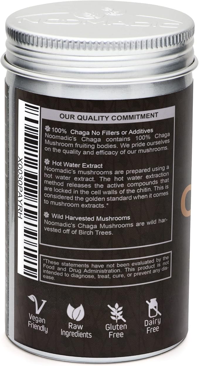 Chaga Mushroom, 60 Capsules, 500mg Each, Antioxidant & Immune Support, Hot Water Extract, Fruiting Bodies, 30% Beta-D-Glucans