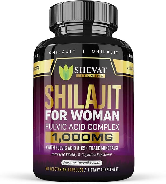 Shilajit Capsules 1000 mg - Pure shilajit for Women with fulvic Acid Organic for Energy & Immune Support, Mineral Supplements for Women - Non GMO| 90 Vegan Capsules| Made in USA
