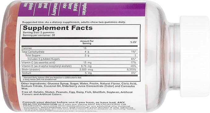 Hair, Skin & Nails Gummy Dietary Supplement, Natural Strawberry, 60 Count