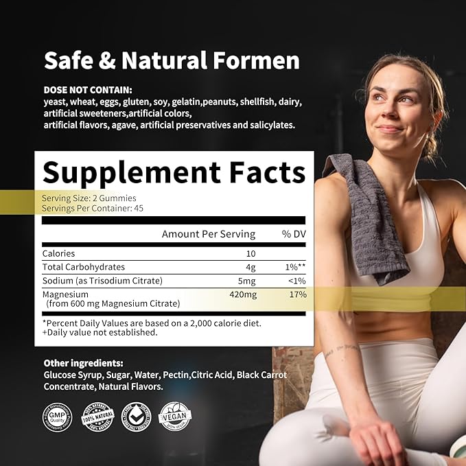 Magnesium Citrate Gummies 420mg per Serving - 180 Orange Gummies - Promotes Healthy Relaxation, Muscle, Bone, & Energy Support (2 Pack).