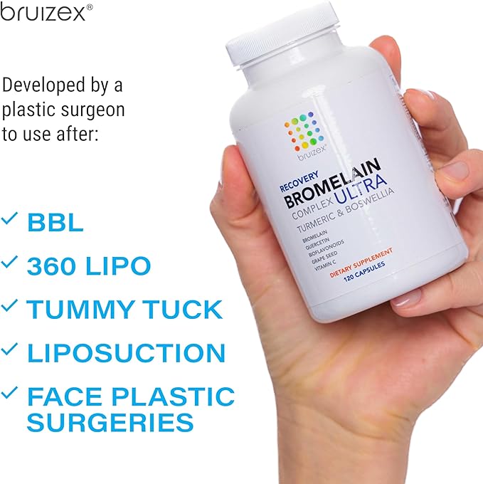 Bruizex Ultra Bromelain and Quercetin Bruising Relief Supplement, 120 Capsules | Bruised Skin, Trauma Recovery and Swelling Surgery Supplements | Contains Bromelain, Quercetin, Turmeric and Boswellia
