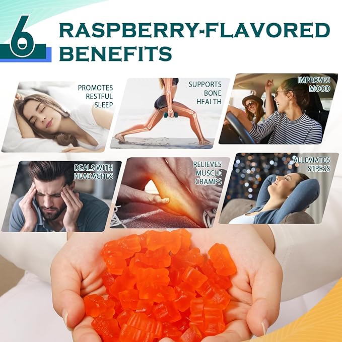 Magnesium Glycinate Gummies 1000mg - Sugar Free Magnesium Potassium Supplement with Vitamin D, B6, CoQ10 for Calm Mood & Sleep Support - 60 Orange Gummies