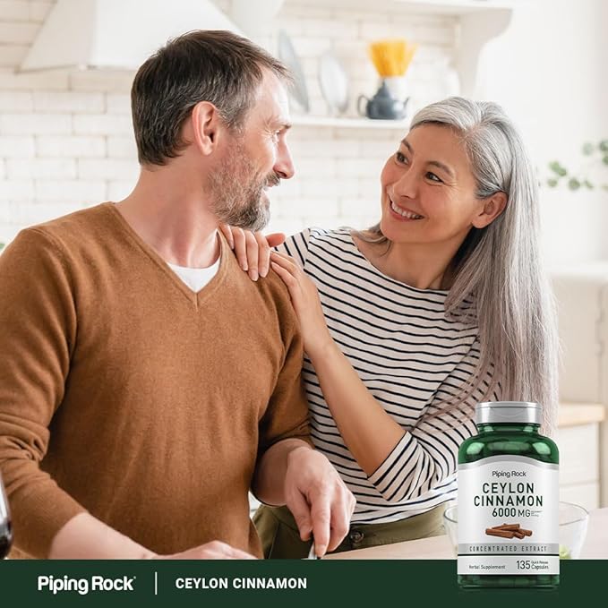 Piping Rock Ceylon Cinnamon Capsules 6000mg | 135 Count | Concentrated Herbal Extract Supplement | for Men and Women | Non-GMO, Gluten Free
