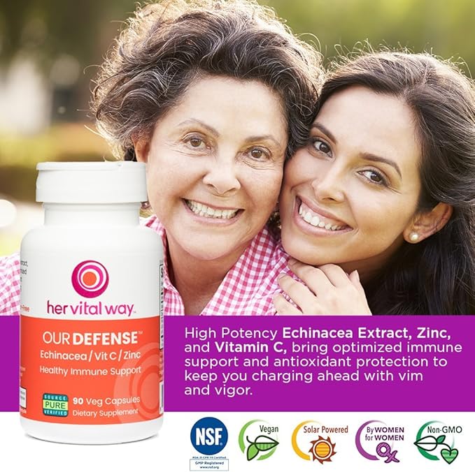 Our Defense Immune Support Supplement - Echinacea, Vitamin C, and Zinc Supplement - Premium Non-GMO Immune Booster for Adults (90 Vegetarian Capsules)