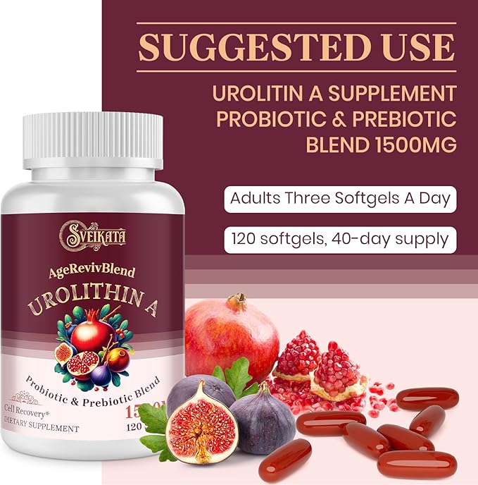 Urolithin A Supplement 1500mg, 120 Softgels (2 Bottles)