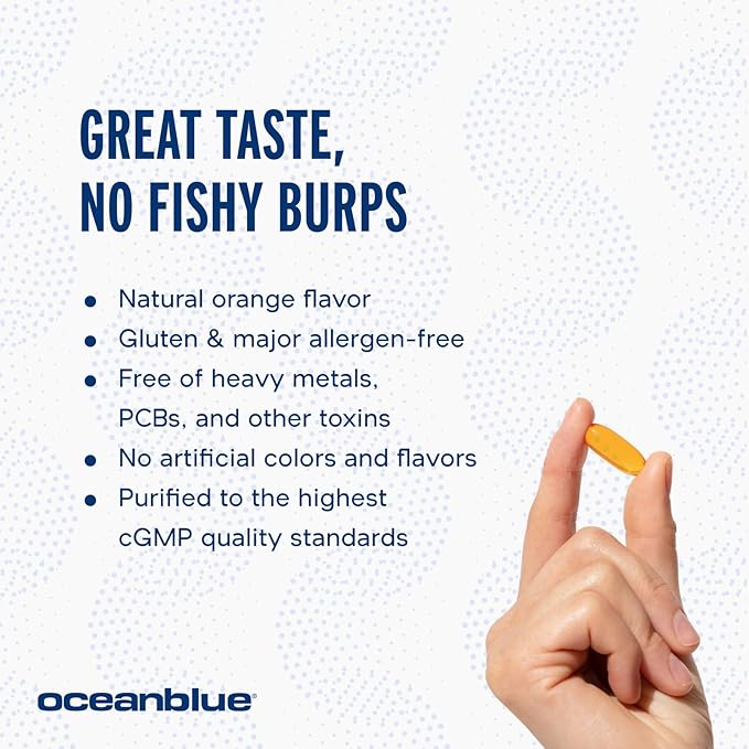 Oceanblue Professional Omega-3 2100 with CoQ10 – 90 ct – Triple Strength Fish Oil Supplement with High-Potency EPA and DHA, and CoQ10 – Orange Flavor (30 Servings)