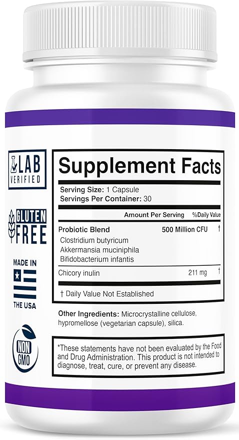 ZELSO (2 Pack) GLP-1 Probiotic with Akkermansia Muciniphila - Gut Health Support with GLP 1 Live Probiotics, 500M CFU Multi-Strain Probiotic + Prebiotic, GLP1 Naturally Plus - 60 Capsules