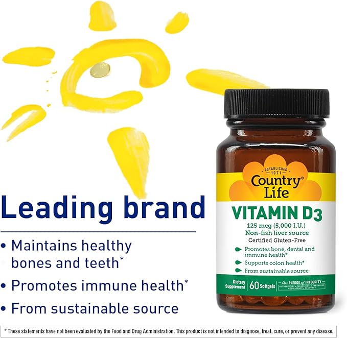 COUNTRY LIFE Vitamin D3 5000 IU, 60 CT