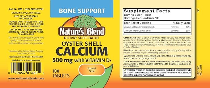Oyster Shell Calcium with D3 100 Tabs