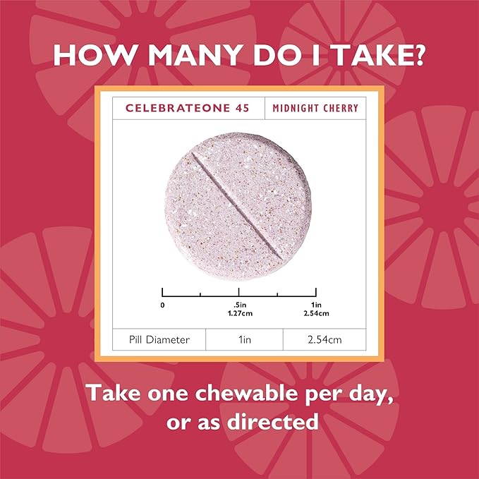 Celebrate Vitamins CelebrateONE 45 Chewables, 45mg Iron - One A Day Bariatric Multivitamin, Essential Vitamins & Minerals - Gastric Bypass & Sleeve Gastrectomy Supplement - Cherry (90 Tablets)